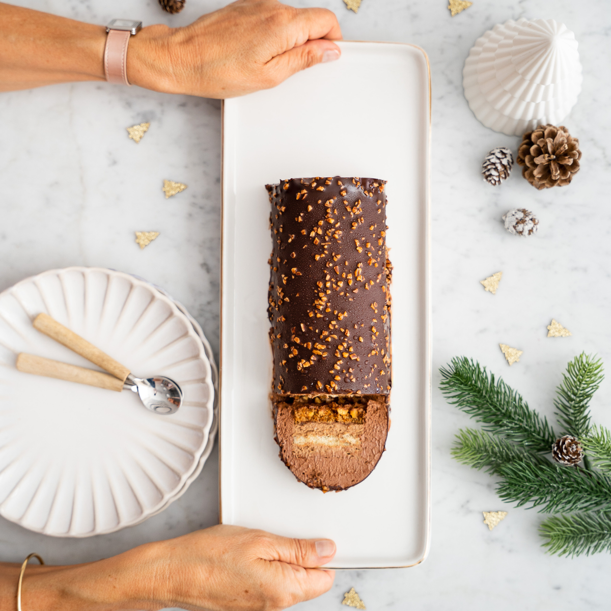Bûche chocolat noisette - Surgelée